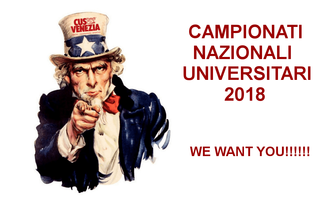 CAMPIONATI NAZIONALI UNIVERSITARI 2018: CERCASI ASPIRANTI CAMPIONI TRICOLORI