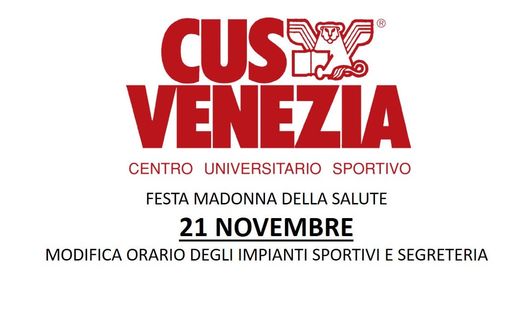 Orari di segreteria e impianti sportivi del 21 Novembre