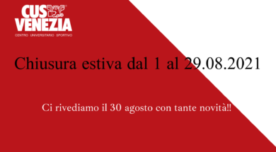 Chiusura estiva dal 1 al 29 agosto
