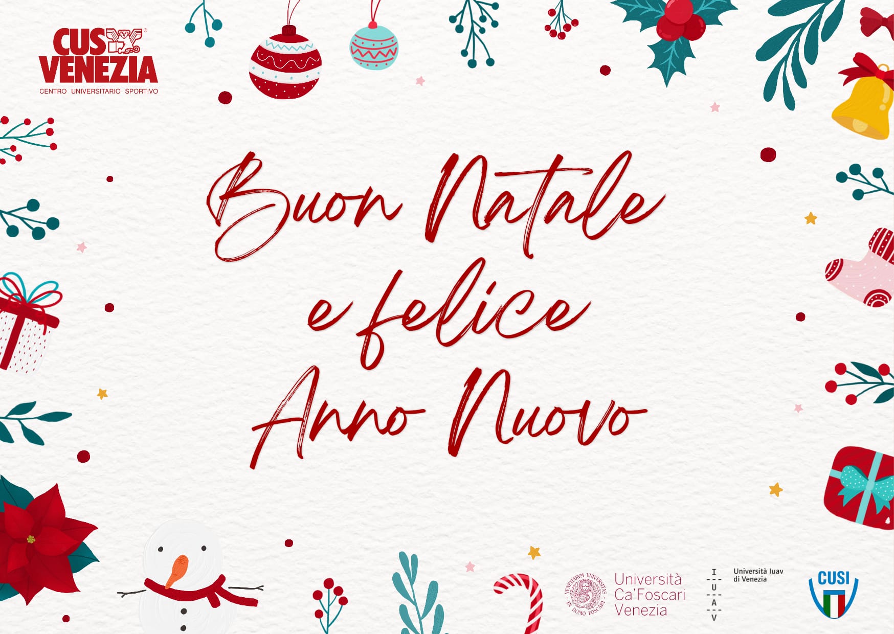 Il CUS Venezia porge i migliori auguri di Buon Natale e Felice Anno Nuovo! 🎅🏻🎄🥂🍾
