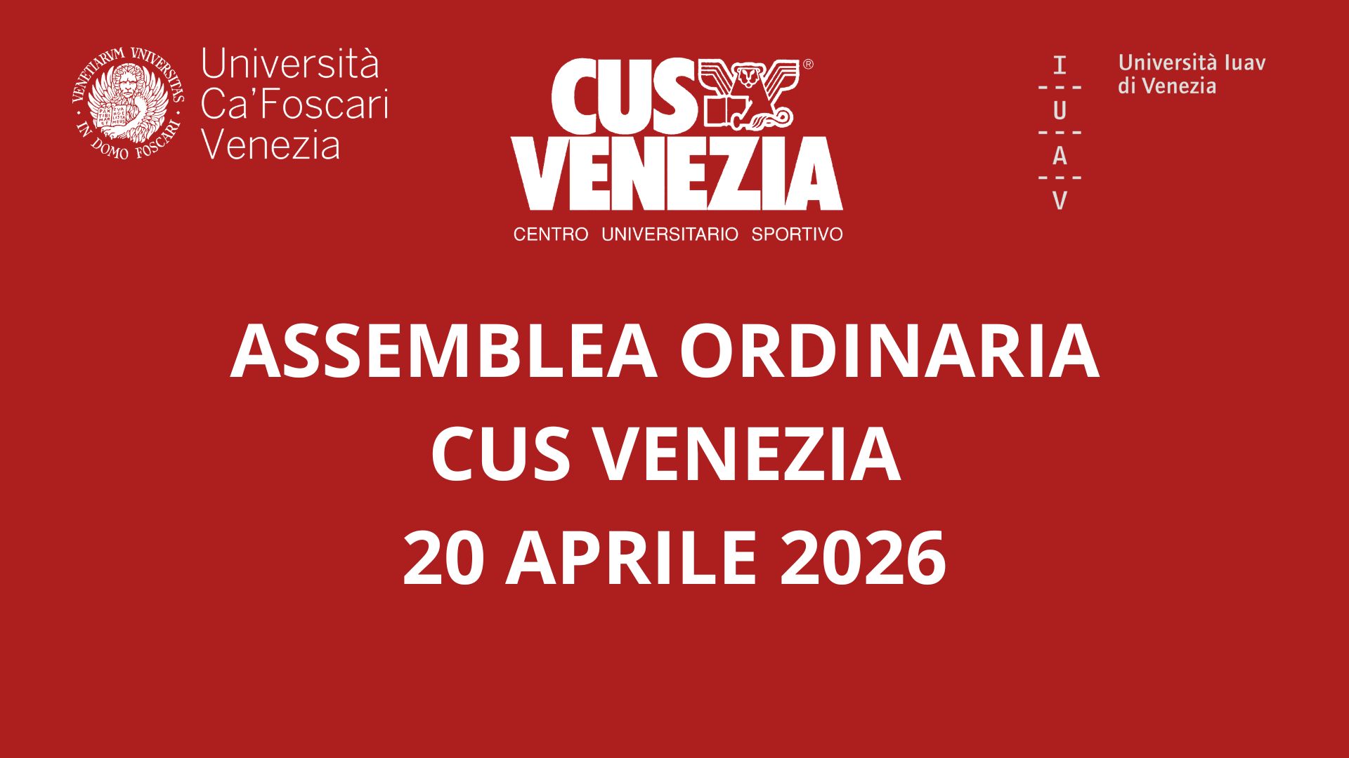 Assemblea dei Soci del CUS Venezia 2026
